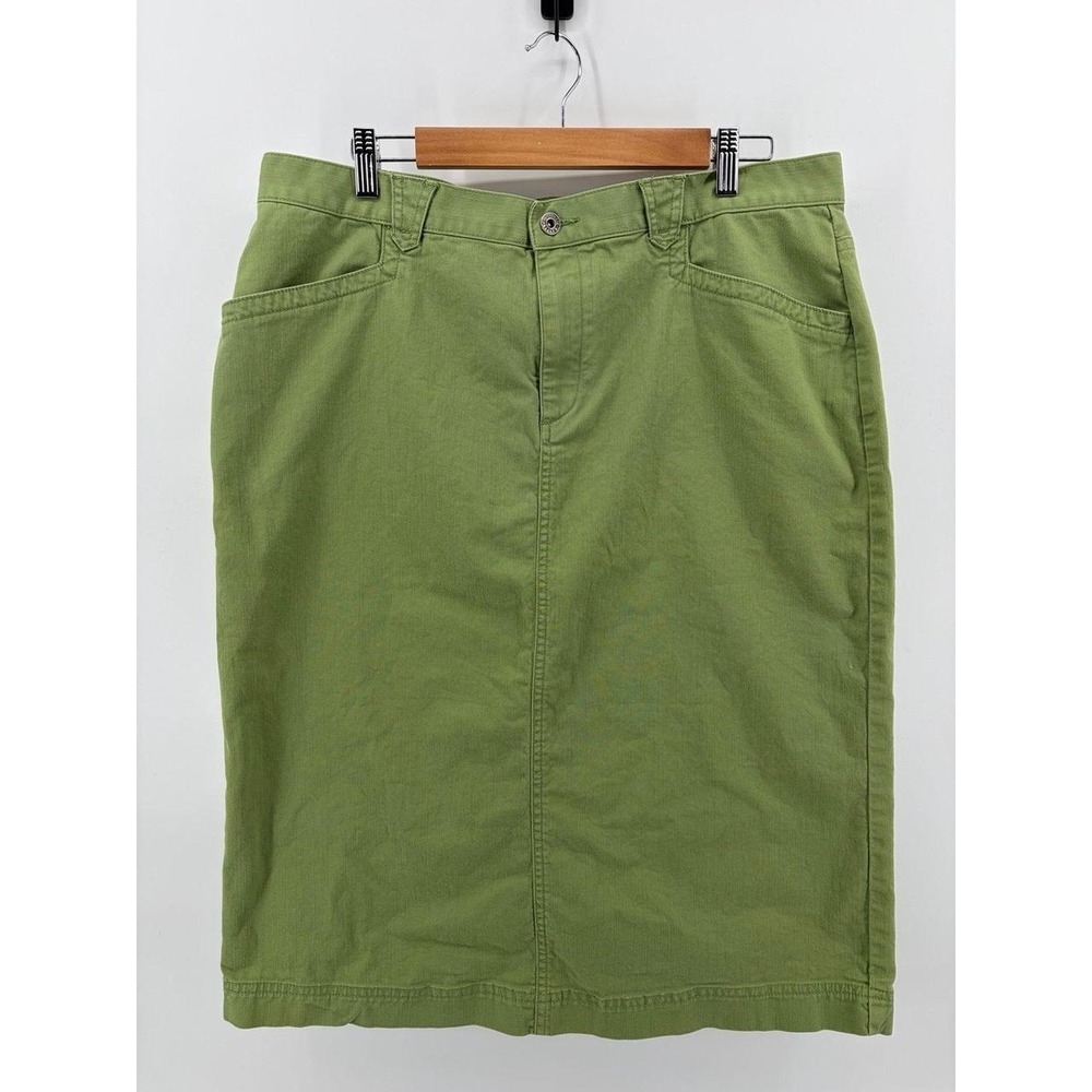 Christopher & Banks, Green Cotton Blend, Midi Skirt, Women's Size 16, Pre-Owned
